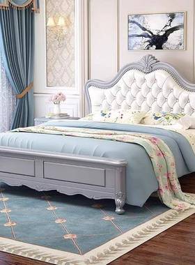 欧式销实QEG木床1.8双5人床主卧大床家用1现.单人床代婚床厂家直1