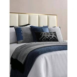 样板居间蓝现代简约灰色床上用品十二件套售20240706部家楼软装别