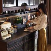 法古式 复实木餐边柜家用一体靠墙储柜物收酒NPU纳高柜岩板