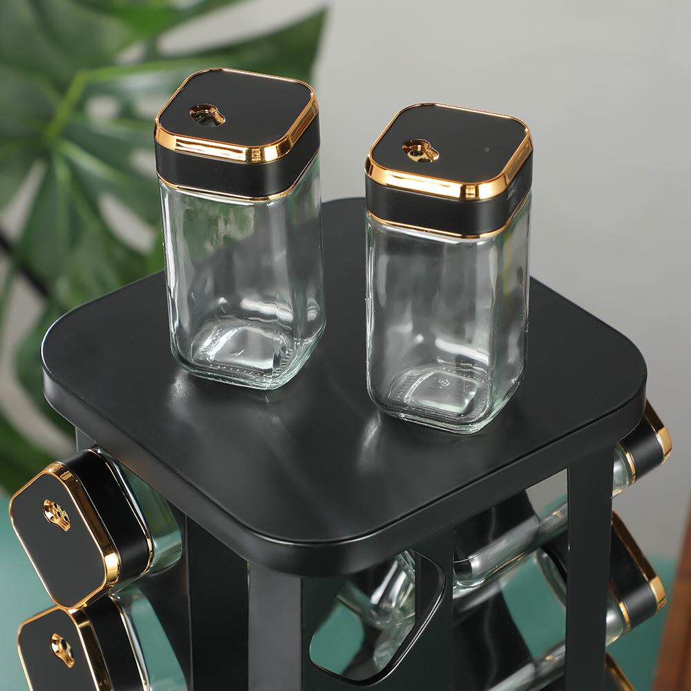 用多功能调料家架多层加厚瓶调料瓶方套装收MYA色纳架黑旋转置物