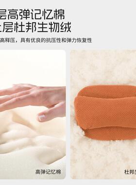 新爆款汽车头枕冲孔翻毛护颈腰记枕忆棉生物棉762芯子母头枕皮靠