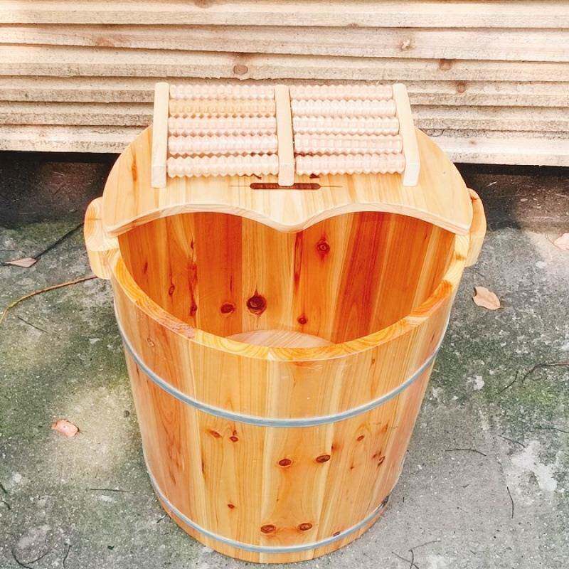 4高足d43423浴店0熏蒸泡脚专用桶养生洗脚木桶带式盖桶足三里杉木