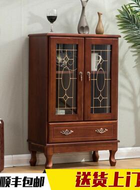 欧式实木餐柜餐厅储物柜边式客厅美小柜碗柜JWC厨房茶水柜子简约