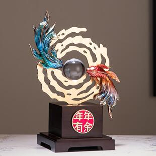 老板办公总经理风MTP生室起客摆件新中式厅招财如鱼得水酒柜装饰