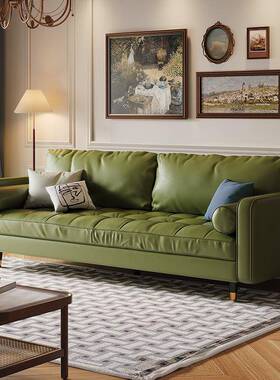 美式复皮轻沙发26540小户型棕色奢双沙发直排三古人四人皮沙发客