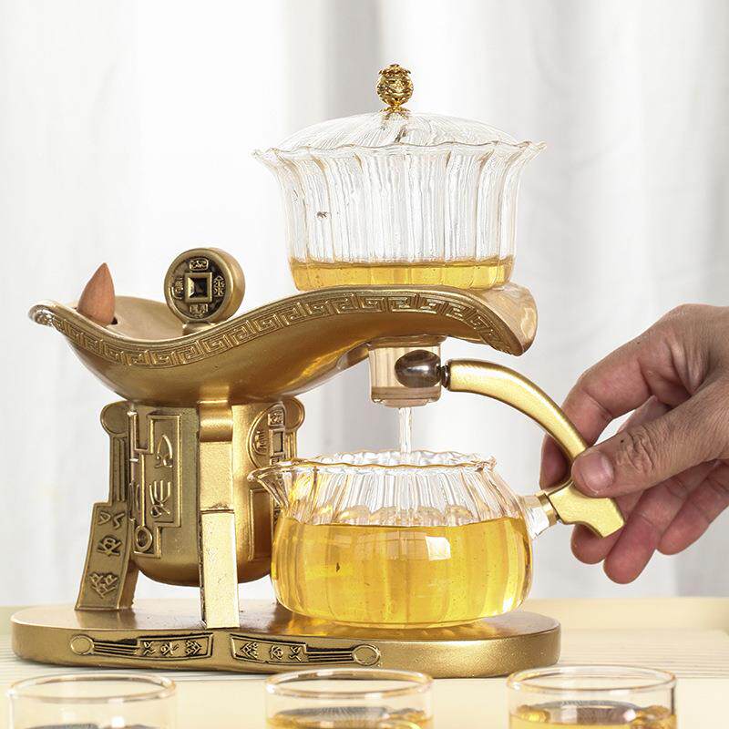 2024新款帝王爵杯全自动茶具套装家用玻璃懒人冲茶器办公室泡茶器
