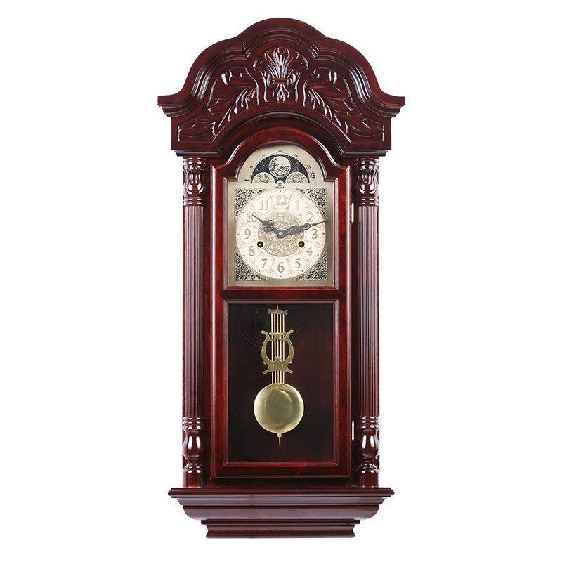 POWER霸王钟表高档实木机械壁钟中式客厅办公创意摇摆钟豪华挂钟