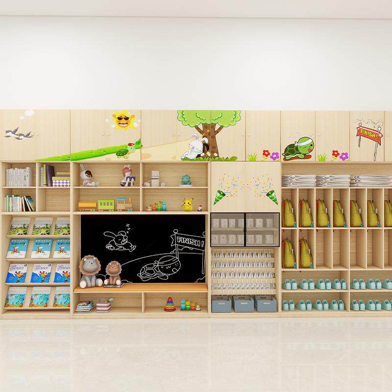 幼儿园组合柜儿童木质玩具柜卡通区角储物柜区域收纳柜子转角书架