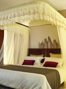 71TX导轨蚊帐家用支架固定方便拆洗三开门宫廷落地u型轨道公主双