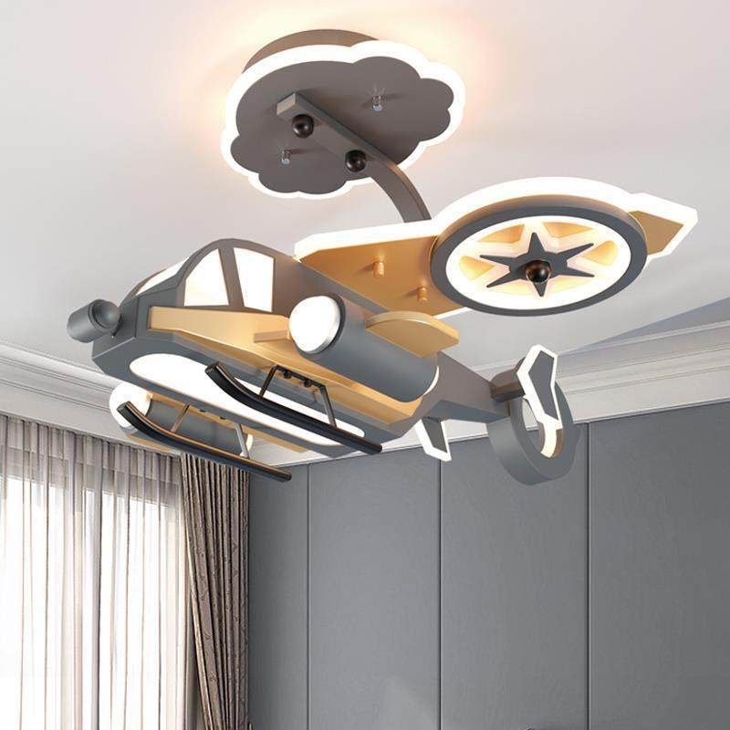 儿童卧室飞机灯男孩简约创意个性卡通战斗机模型男童房间吸顶灯具