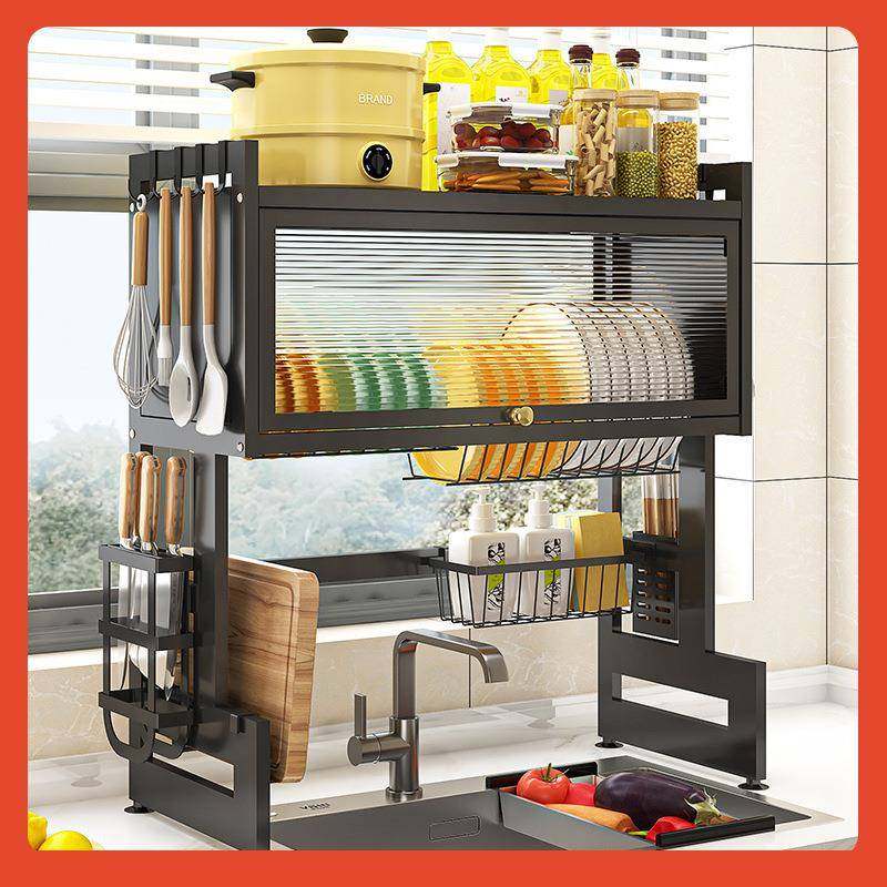 □厨房水槽置物架台面沥水碗碟架带柜门防尘碗柜多功能放碗盘收纳,鲜花速递/花卉仿真/绿植园艺,割草机/草坪机,淘宝优惠券,粉丝福利购,淘宝优惠卷
