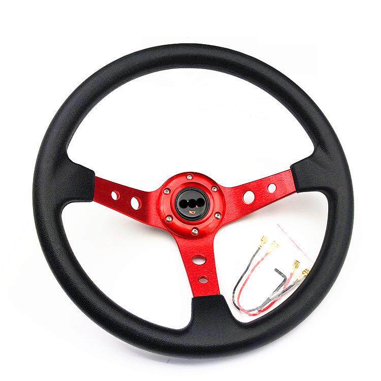 汽车改装PU方向盘赛车竞技转向盘电玩游戏机卡丁车罗技方向盘14寸