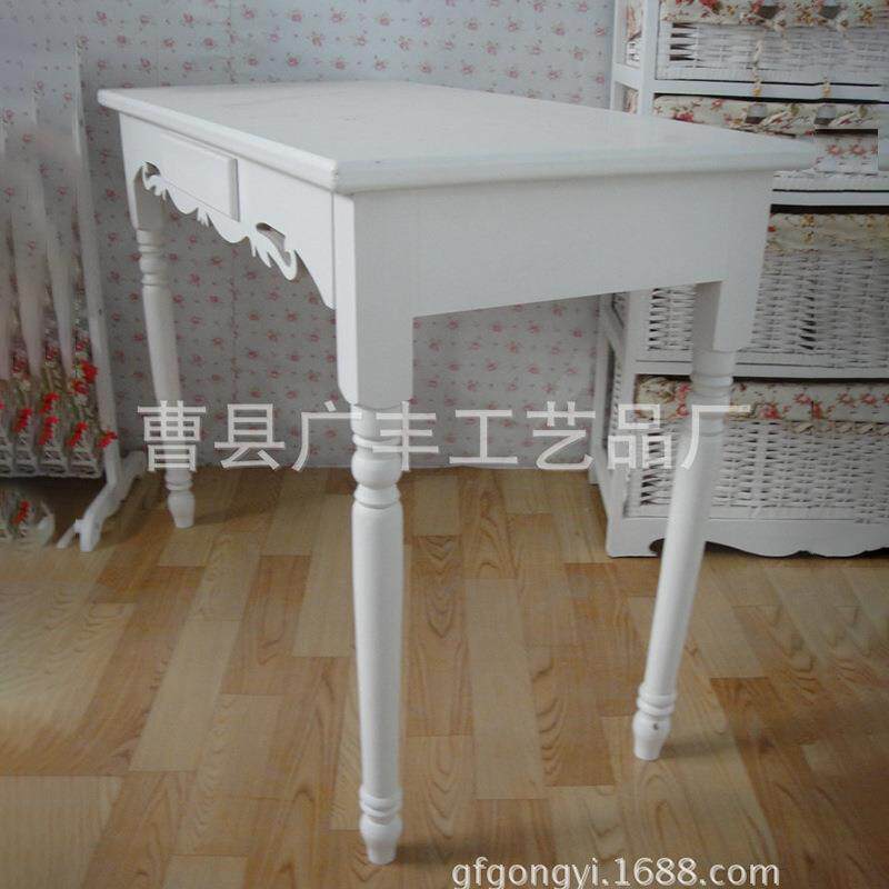 实木大桌子长方形欧式餐桌木质桌子小型家具白色饭桌