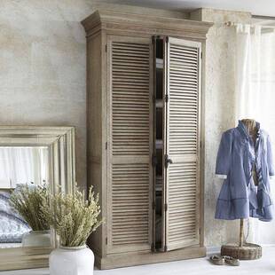 美式乡村百叶门橡木做旧双门衣柜复古全实木卧室储物柜衣帽间柜子