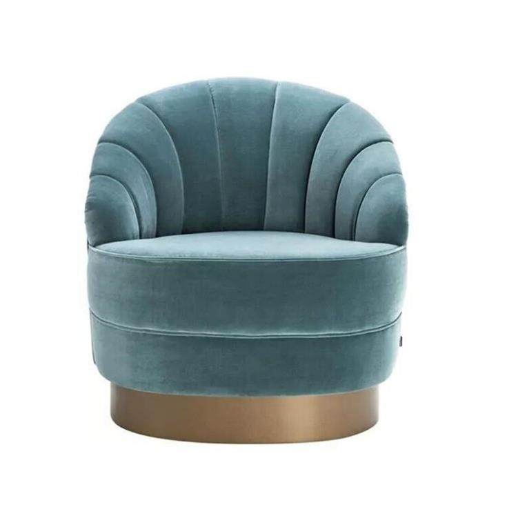 北欧时尚布艺异型沙发现代简约时尚设计师金属不锈钢弧形单人沙发