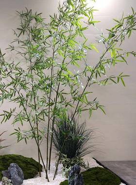 新款长杈加密竹子室内假毛竹摆件绿色家居橱窗装饰品植物套装