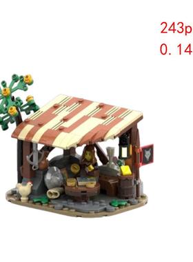 现货外销小颗粒拼装积木MOC-172264中世纪户外小屋建筑模型玩具