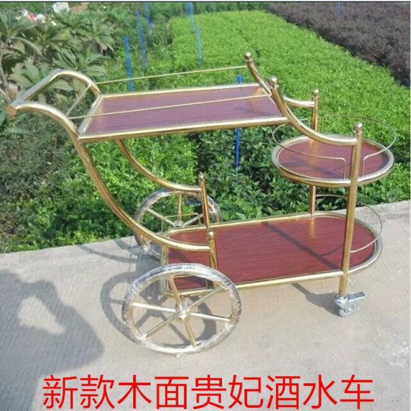 实木酒水车酒店大号双层送餐手推车宾馆多功能酒水服务车麦垒德株