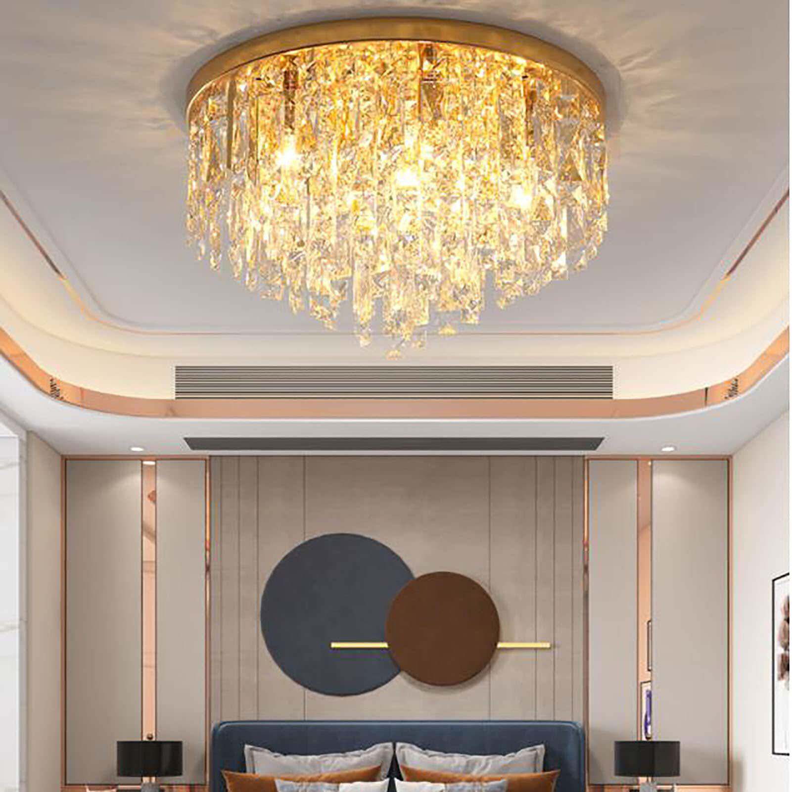 热卖现代豪华圆形水晶吸顶灯LED超亮客厅卧室餐厅灯中山家装灯具