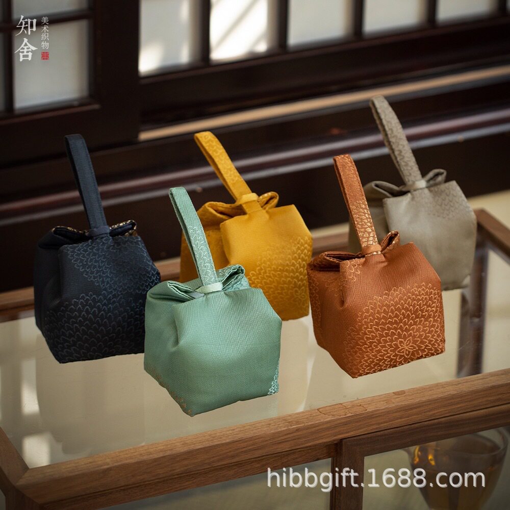 知舍织锦长安菊茶杯袋茶壶袋收纳袋旅行户外便携布艺茶具布袋布包