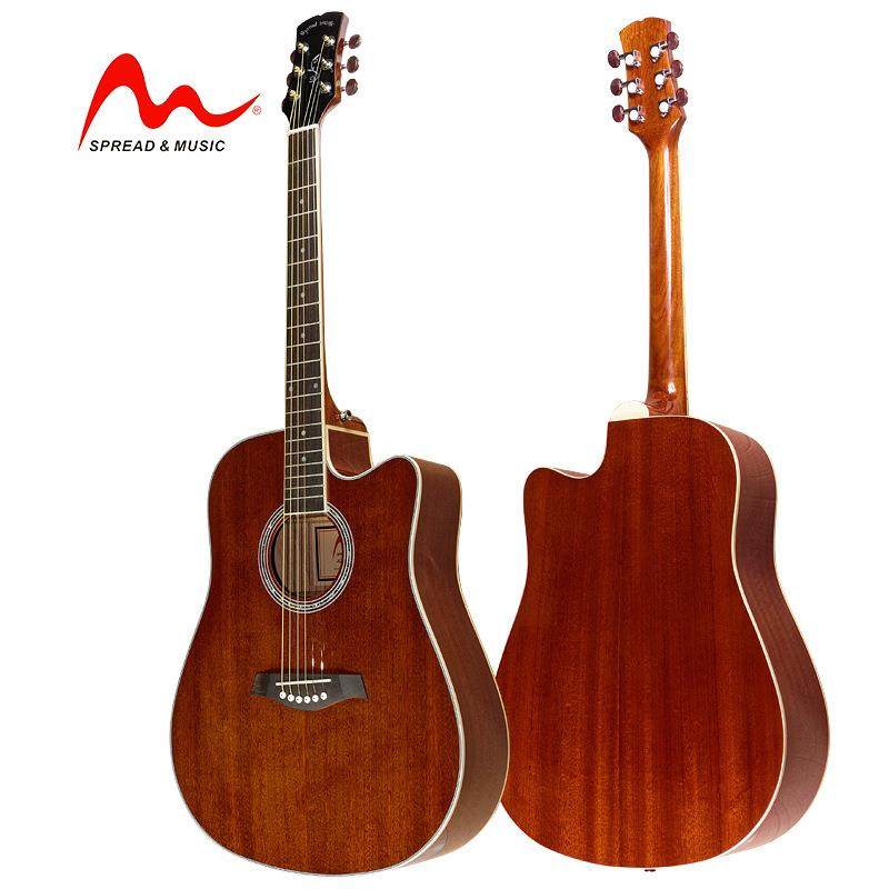 民谣吉他41寸中档直销缺角全沙比利亮光木吉他