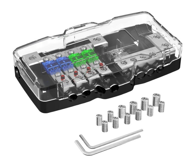 汽车音频MIDI(Mini-ANL)4路保险丝电块12V0/4带接地多路保险盒
