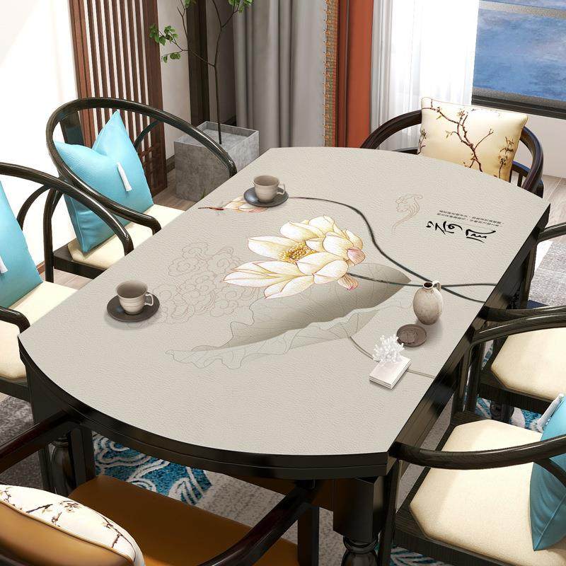 新中式荷花系列皮革桌布弧形桌垫布防水防油异形桌布隔热防烫桌布,纺织面料/辅料/配套,纺织机械配件,淘宝优惠券,粉丝福利购,淘宝优惠卷