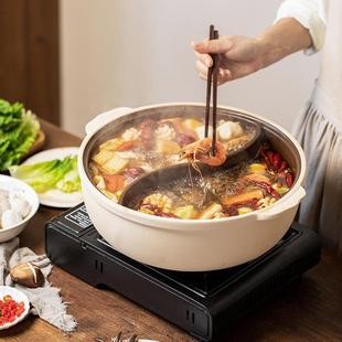 老式鸳鸯火锅土砂锅商用明火陶瓷专用锅家用木炭户外火锅店汤煲