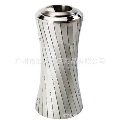 供应专业生产不锈钢钛金小蛮腰座地烟灰桶室内精品垃圾桶