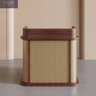 收银台店铺小型日式藤编饭店小吧台餐饮店门口咨客台接待迎宾台