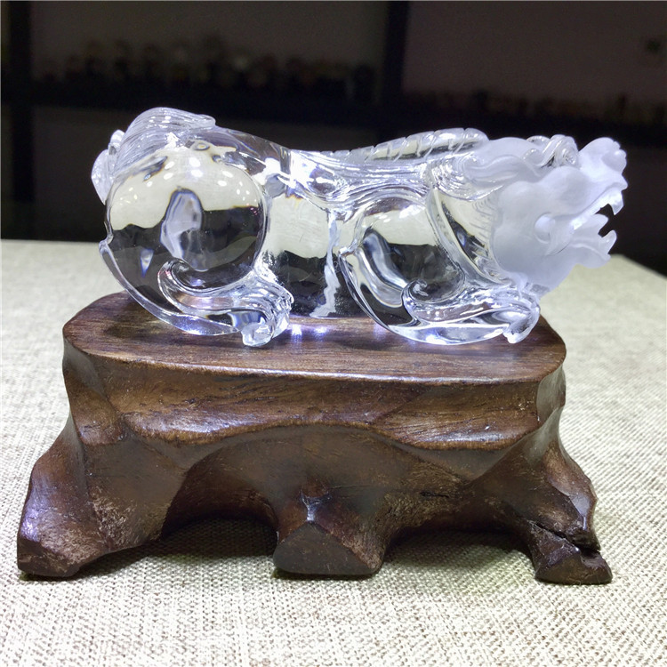 东海水晶白水晶黄水晶貔貅摆件手把件把玩件摆件