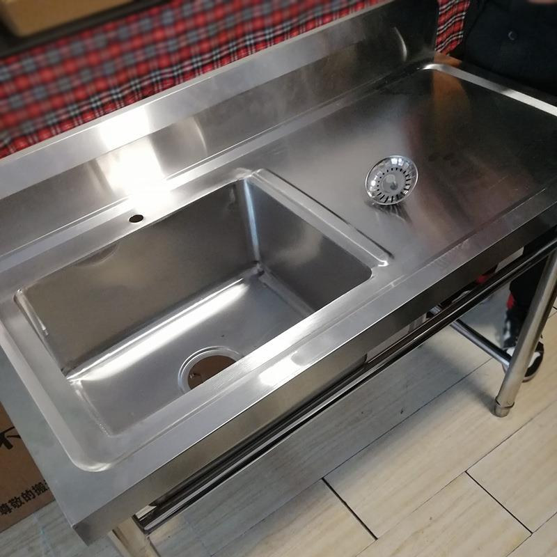 简易食堂商用洗菜水盆工作台不锈钢架子水槽台面一体切菜台家用
