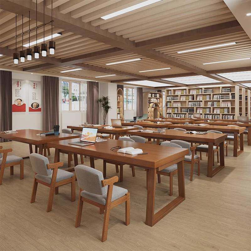 图书馆书桌阅读桌双人学习桌椅沉浸式自习桌学生长条桌写字台桌子
