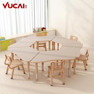 育才幼儿园儿童绘画美术课桌椅培训班早教学习宝宝写字梯形桌子