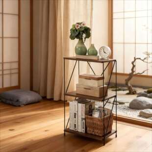 复古日式客厅简约展示架书本收纳架摆件架子书房卧室多层收纳架子