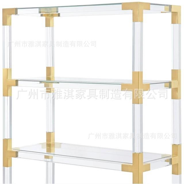 直销亚克力不锈钢书架透明多层展示架水晶文件架置物架书柜