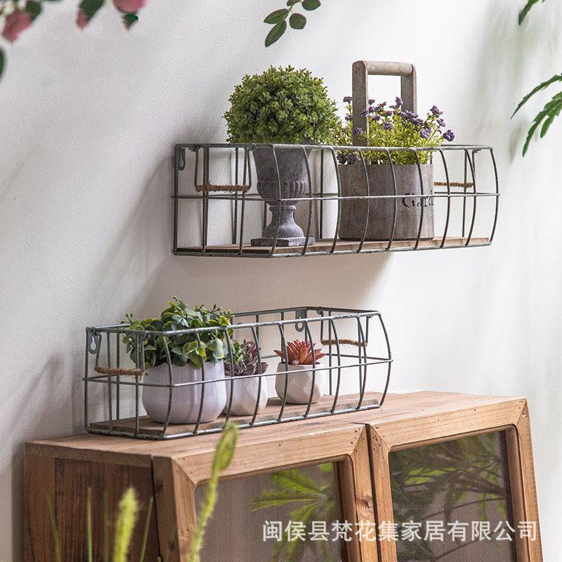 法式浪漫室内室外壁挂花架户外花园墙壁花篮美式复古铁艺绿萝吊兰