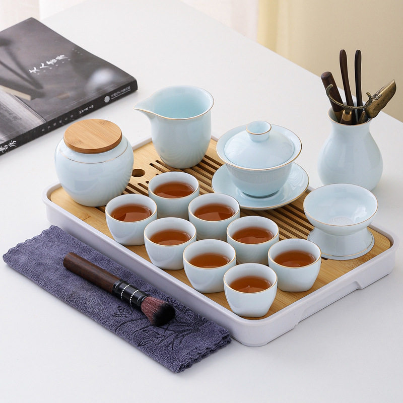 茶具套装2023新款客厅家用高端盖碗茶杯陶瓷办公室喝茶茶具中式