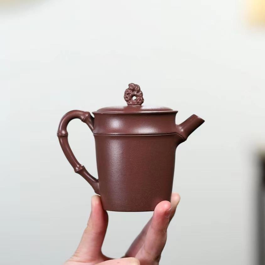 正宗宜兴紫砂壶原矿陈腐紫泥太湖石喫茶小品竹段壶一人功夫泡茶壶