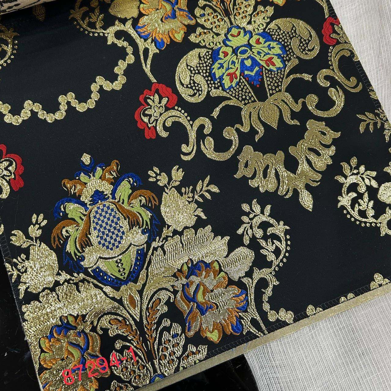 门幅290cm定宽织锦缎色织提花花布面料欧式国风提花丝质面料