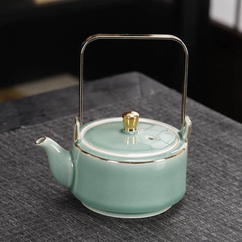 陶瓷茶具提梁壶青瓷轻奢带过滤网茶壶简约日式家用单壶泡茶器,纺织面料/辅料/配套,纺织机械配件,淘宝优惠券,粉丝福利购,淘宝优惠卷