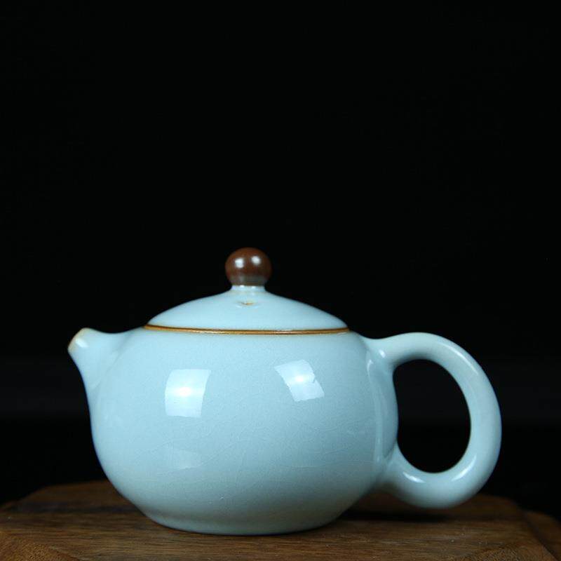 汝窑汝瓷汝州西施壶仿古汝瓷冷水花闷搪瓷茶壶茶杯家用茶具茶壶