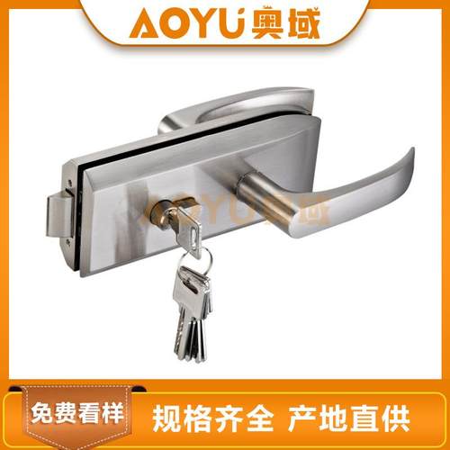 执手锁办公室高隔断单开门玻璃门锁缺口执柄锁不锈钢哑黑色把手