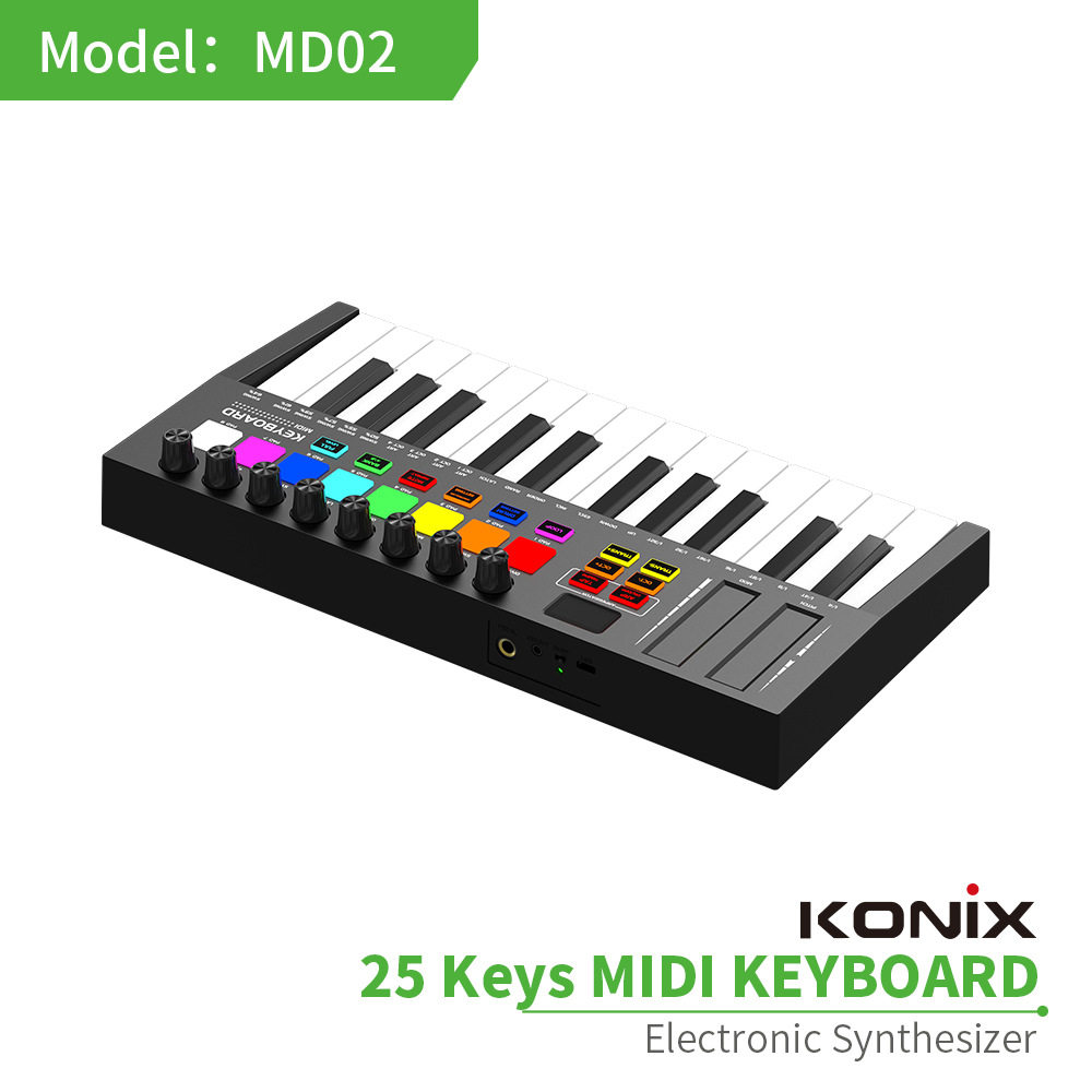跨境25键MIDI键盘专业电音迷笛控制器智能便携编曲打击垫键盘