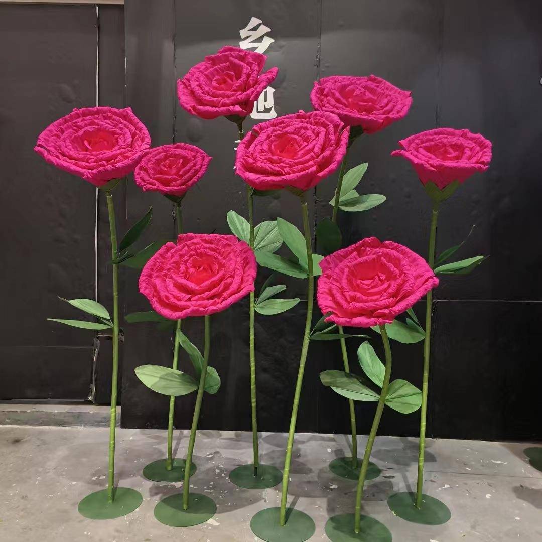 巨型玫瑰花节日道具户外装饰一支网红超大玫瑰仿真花超级大玫瑰花