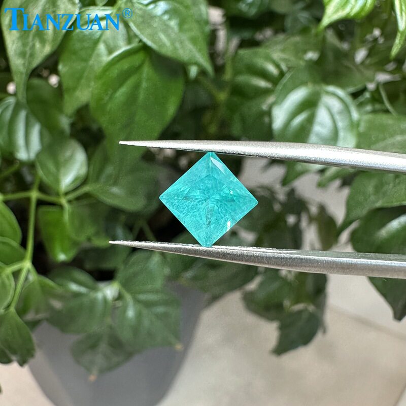 霓虹感正方直角培育带棉帕拉伊巴人造钇铝榴石批发裸石厂家直销