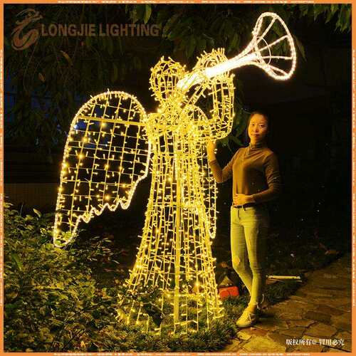 高2米立体圣诞天使吹喇叭造型灯LED户外节日亮化灯具景观灯
