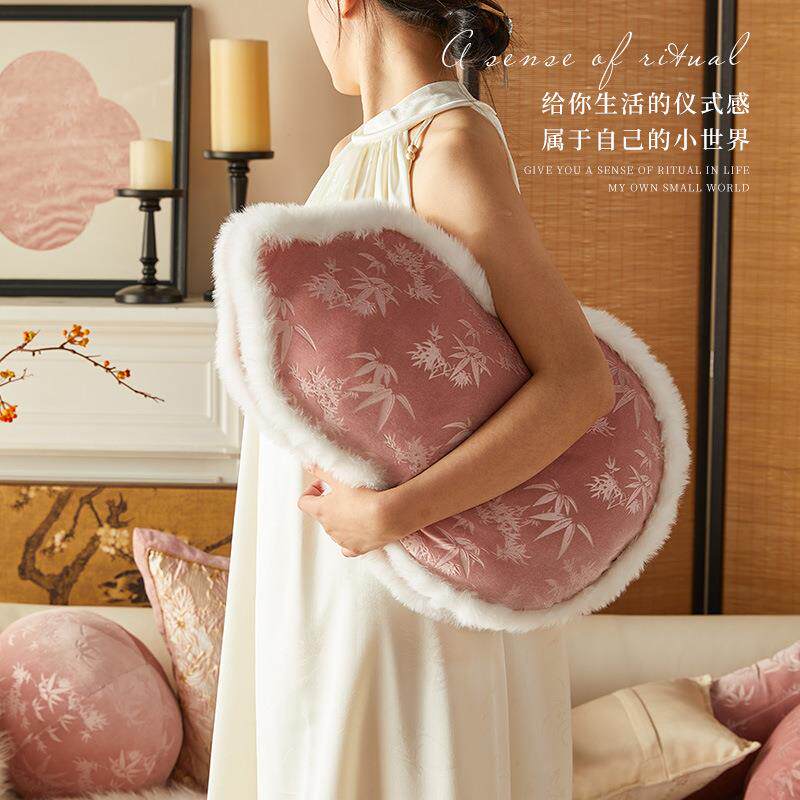 美式毛绒葫芦抱枕法式粉色客厅创意沙发靠枕轻奢高级感靠垫靠背垫
