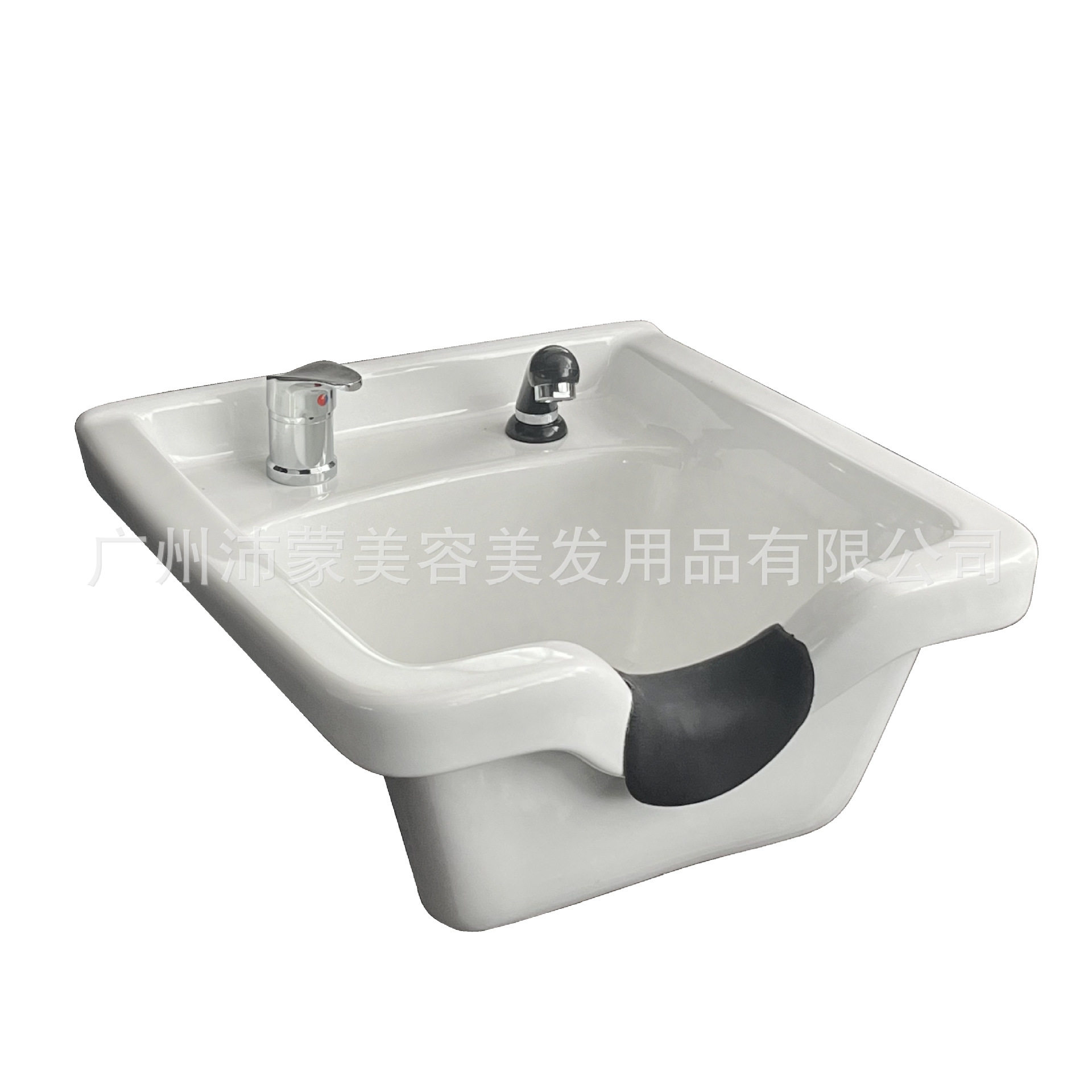 进出口发廊洗头床常用陶瓷盆黑白色方形两种孔眼搭配洗头柜冲水盆