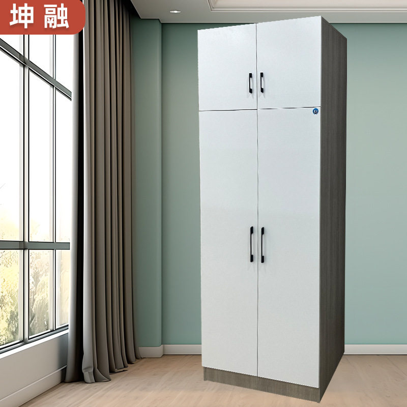 家用卧室简易组装衣柜带顶柜出租房衣服收纳储物柜对开门儿童衣橱